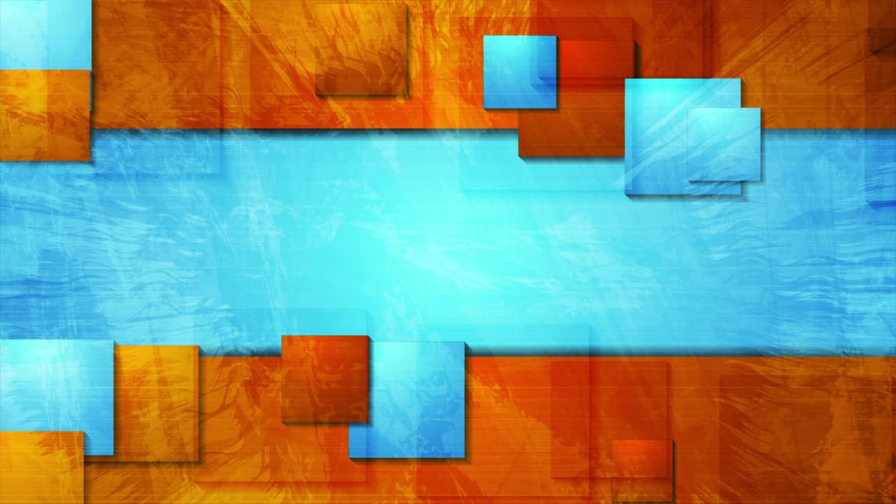 fondo de movimiento de color cian y naranja brillante con cuadrados