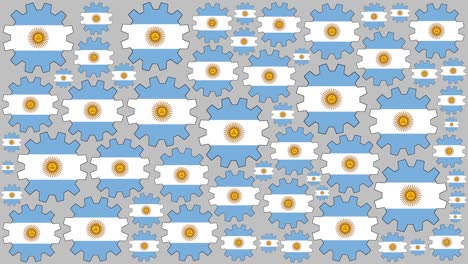 bandera argentina engranajes girando fondo