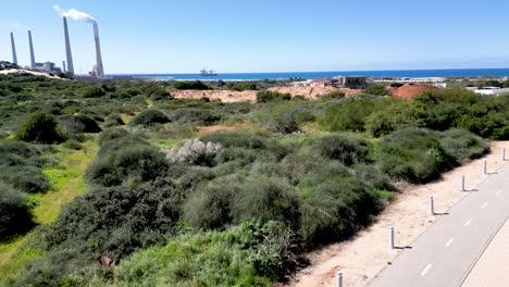 4k drone video of orot rabin electric power plant- hadera- israel