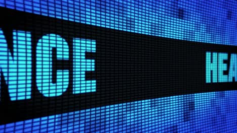 health insurance side text scrolling on light blue digital led display board pixel light screen