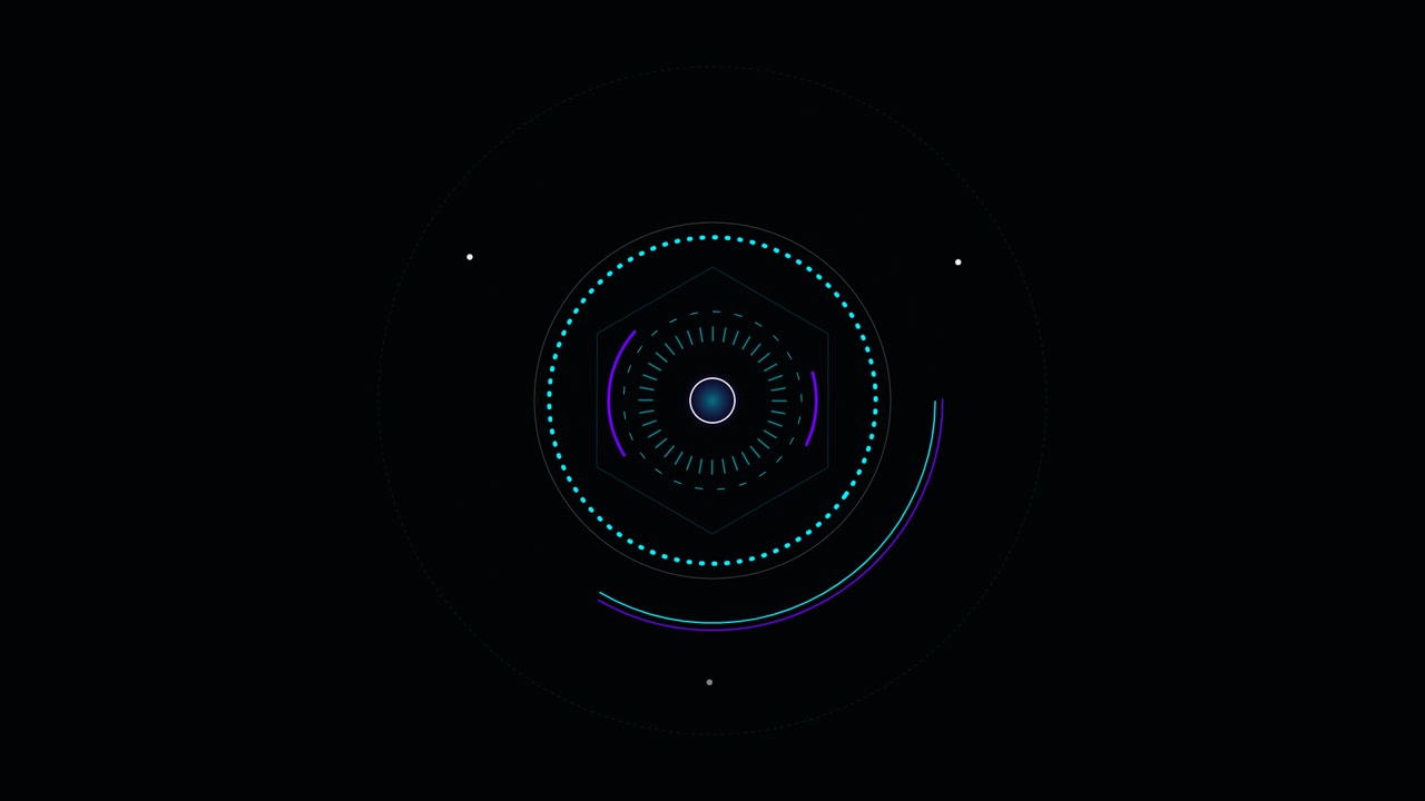 Abstract Digital HUD Interface with Rotating Circular Elements