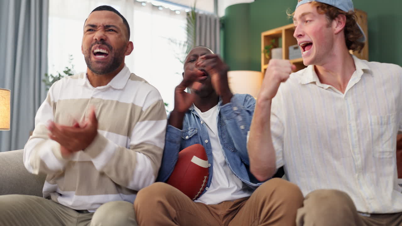 Friends Watching a Sports Game on TV