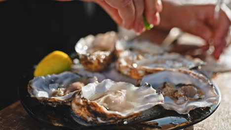 fresh oysters with lemon and lime