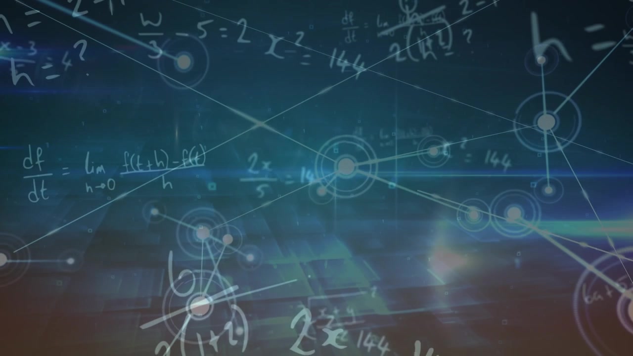 Animazione di elaborazione dati su formule matematiche