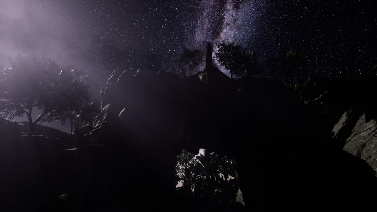 la galaxia de la vía láctea sobre las paredes del cañón de piedra arenisca