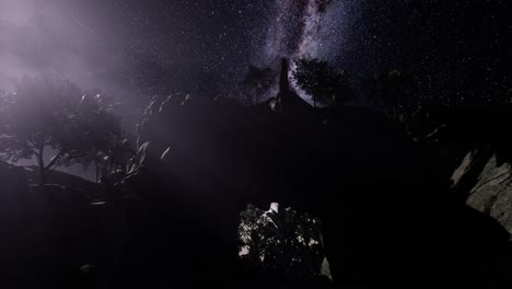 milky way galaxy over sandstone canyon walls