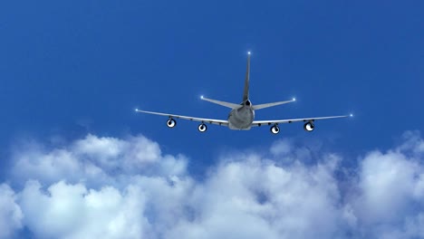 airplane fly by sunny day blue sky. loop video, time-lapse