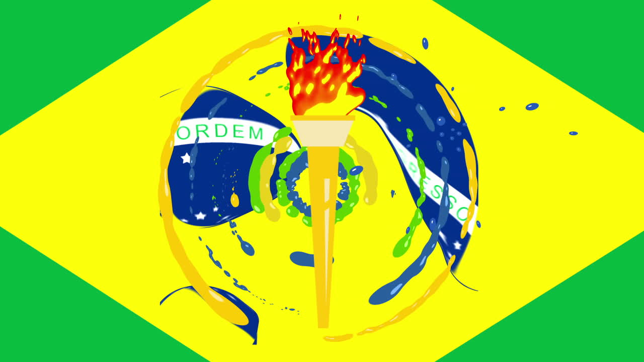 Animation of rio word with Olympic torch in middle