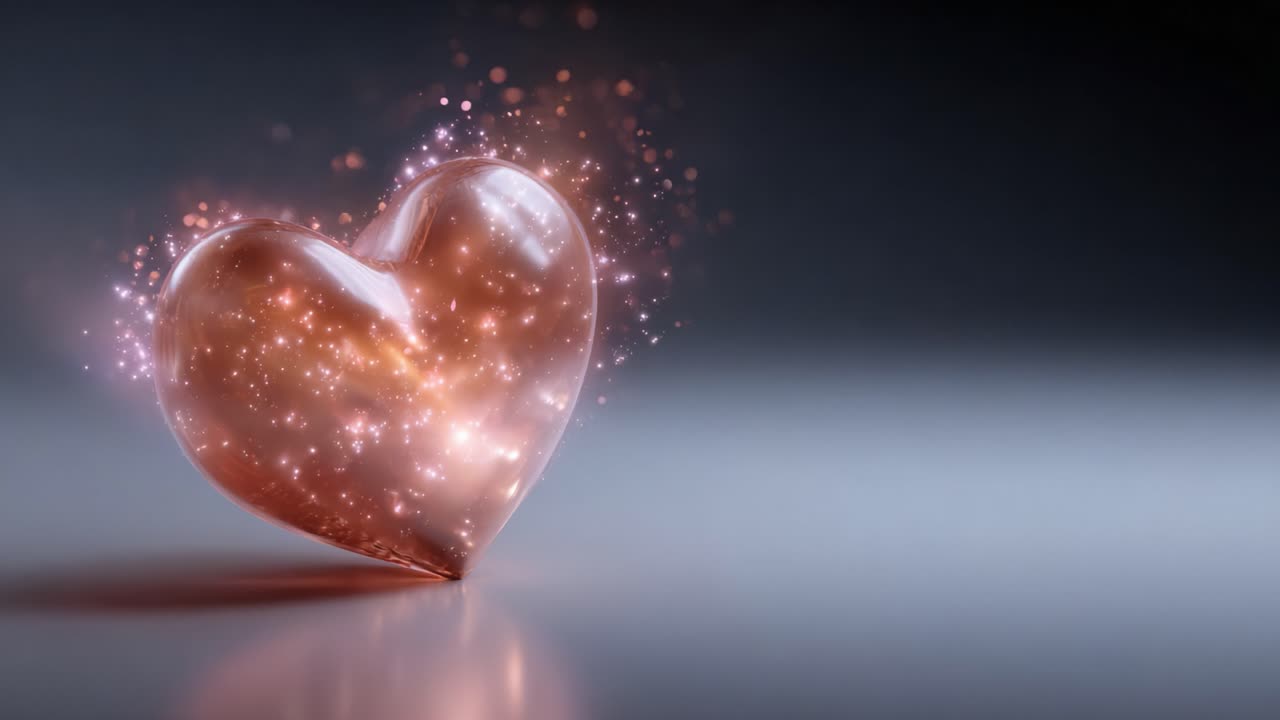 Cuore incandescente: una rappresentazione magica di amore ed emozione, avvolto in luce scintillante e colori iridescenti, che cattura l'essenza di affetto e connessione
