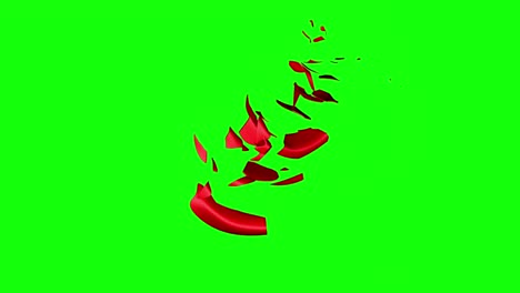 broken red rose on green screen, 3d rendering