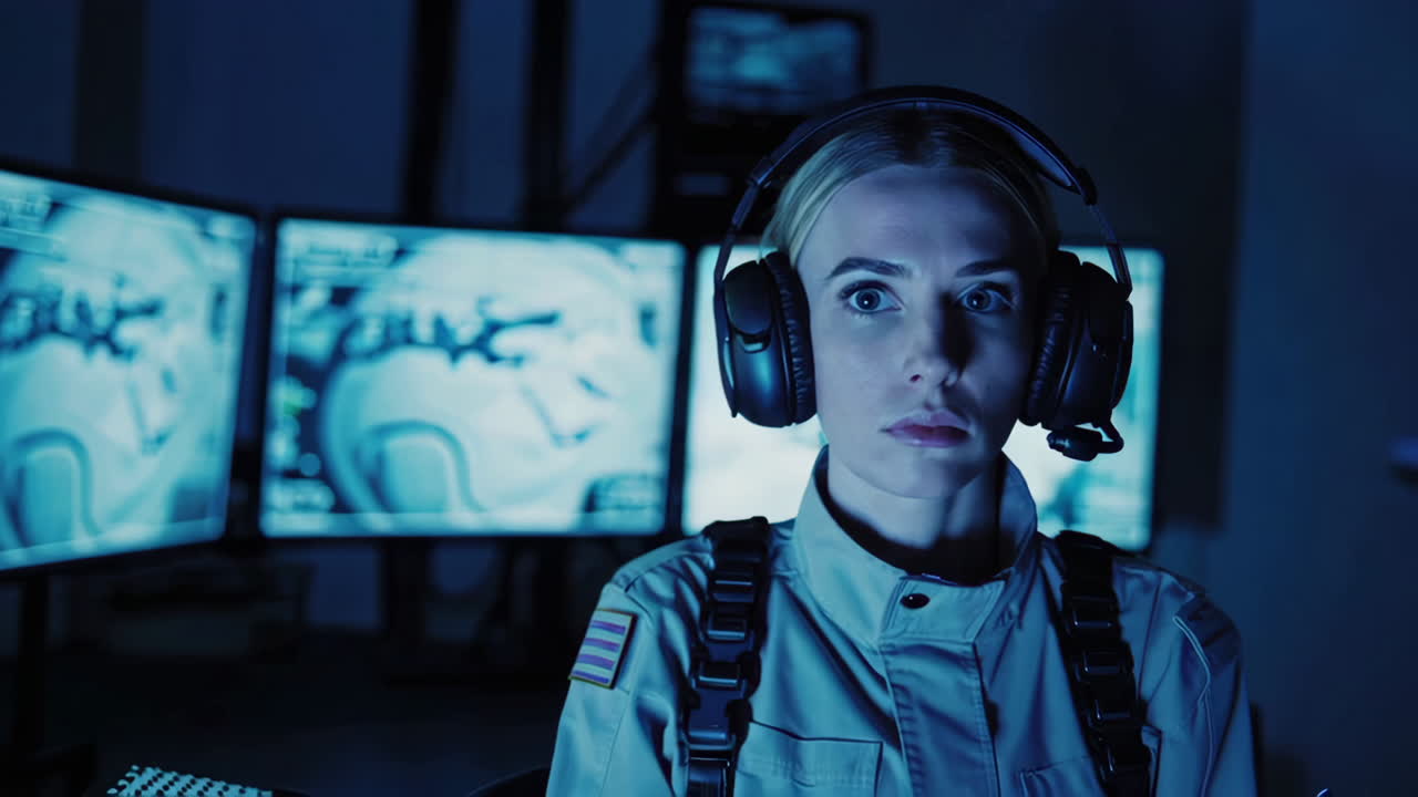 Woman Operator in a Control Room