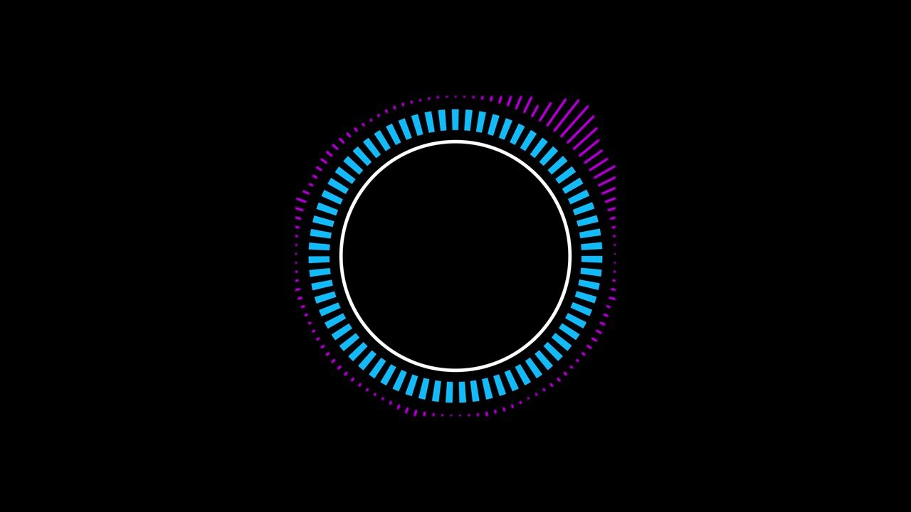 Circular Audio Equalizer with Dynamic Blue and Purple Bars