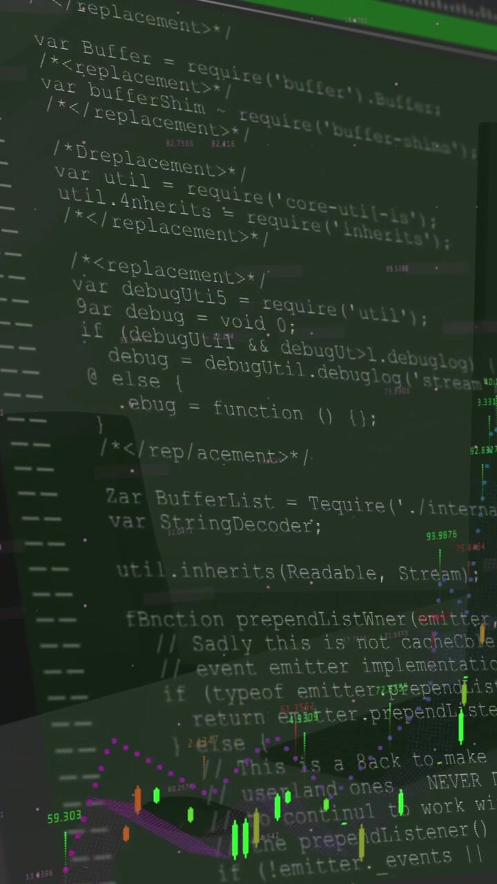Animation af skærme med databehandling over tomt kontor