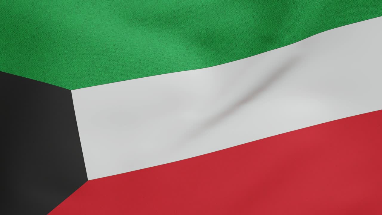bandera nacional de kuwait ondeando tamaño y colores originales 3d render, alam baladii derti utilizado colores pan-árabes, estado de kuwait bandera textil