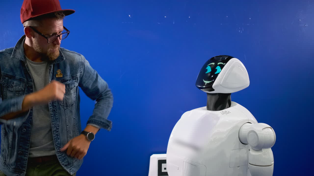 Man interacting with a robot