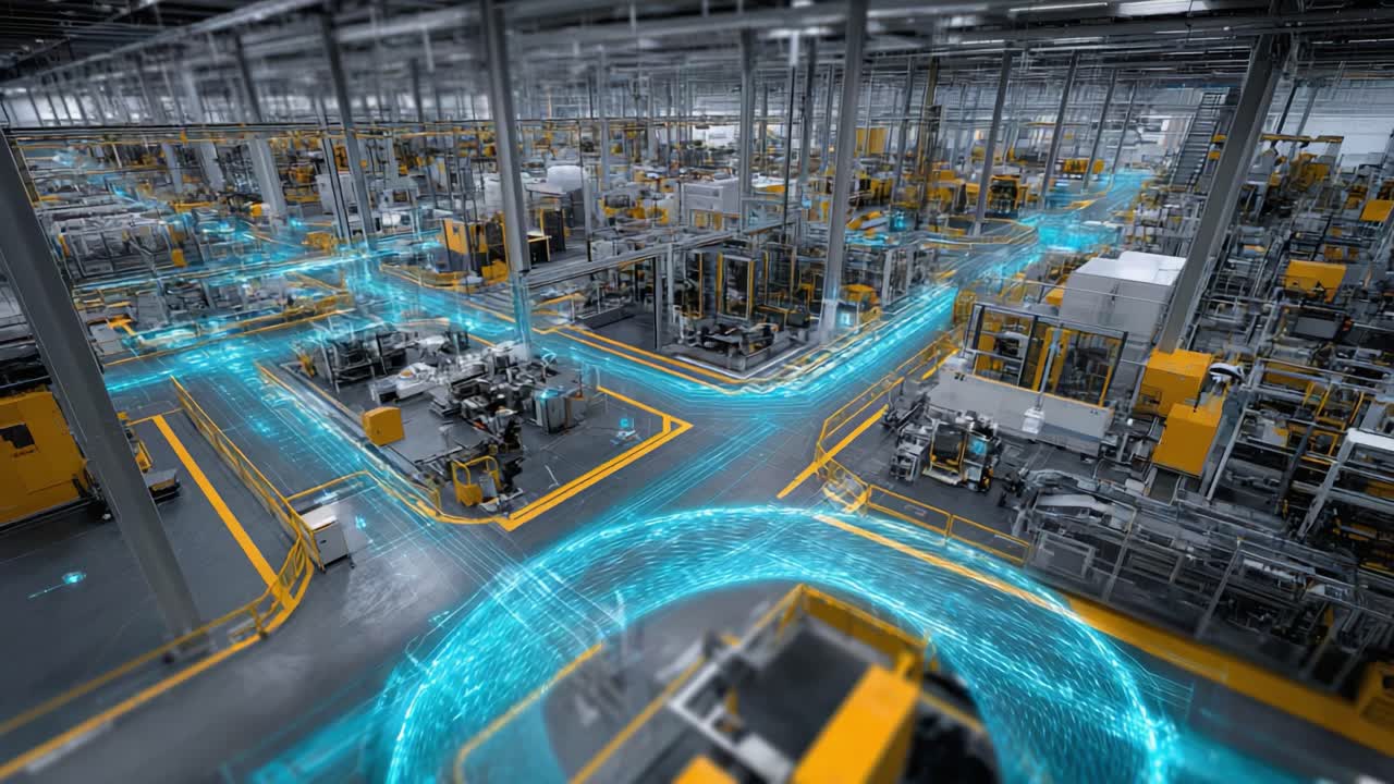 Innovative Automation in High-Tech Manufacturing: A Glimpse into a Smart Factory Utilizing Advanced Robotics and Digital Connectivity to Enhance Production Efficiency and Streamline Operations for the Future of Industry