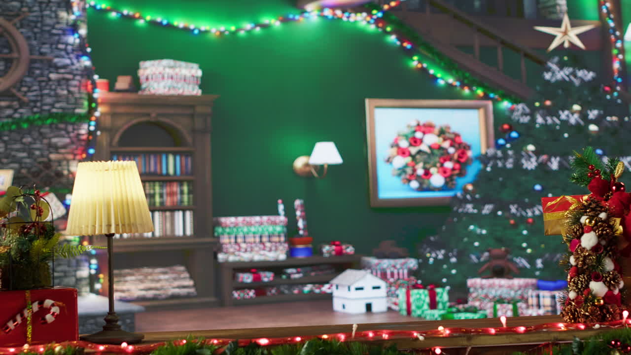 Santa Claus preparing gifts for Christmas