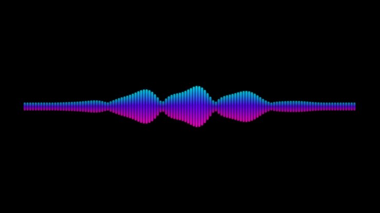 Animated Digital Audio Waveform with Blue and Purple Gradient