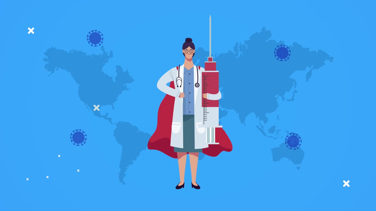 지구 행성에서 코로나19 백신을 가진 영웅 여성 의사