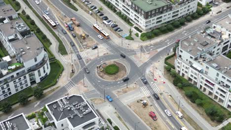 Wilanow,-Drone-aerial-photo-of-modern-residential-buildings-in-Wilanow-area-of-Warsaw,-Poland