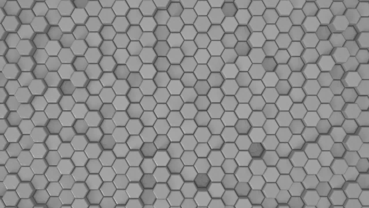 hexágono abstracto bucle de superficie geométrica 1a: luz brillante limpio patrón de cuadrícula hexagonal minimalista, movimiento ondulado aleatorio lienzo de fondo en blanco arquitectónico de pared puro. bucle sin costuras 4k uhd fullhd