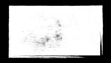 grunge abstracto forma rectangular monocromática sucia sobre fondo negro. rascado elemento dinámico dañado en el estilo de stop motion vintage de moda. animación de bucle sin costuras para diseño de banner, sello.