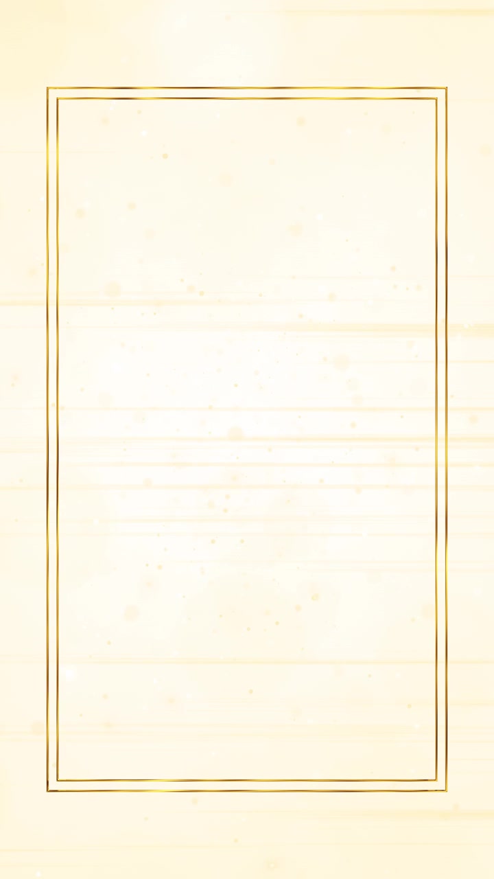 Minimal golden invitation border with clean cream space soft glowing particles and luxury frame