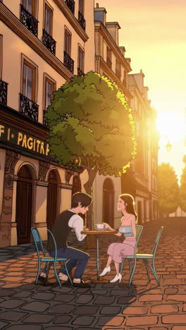 couple enjoying coffee at a parisian cafe