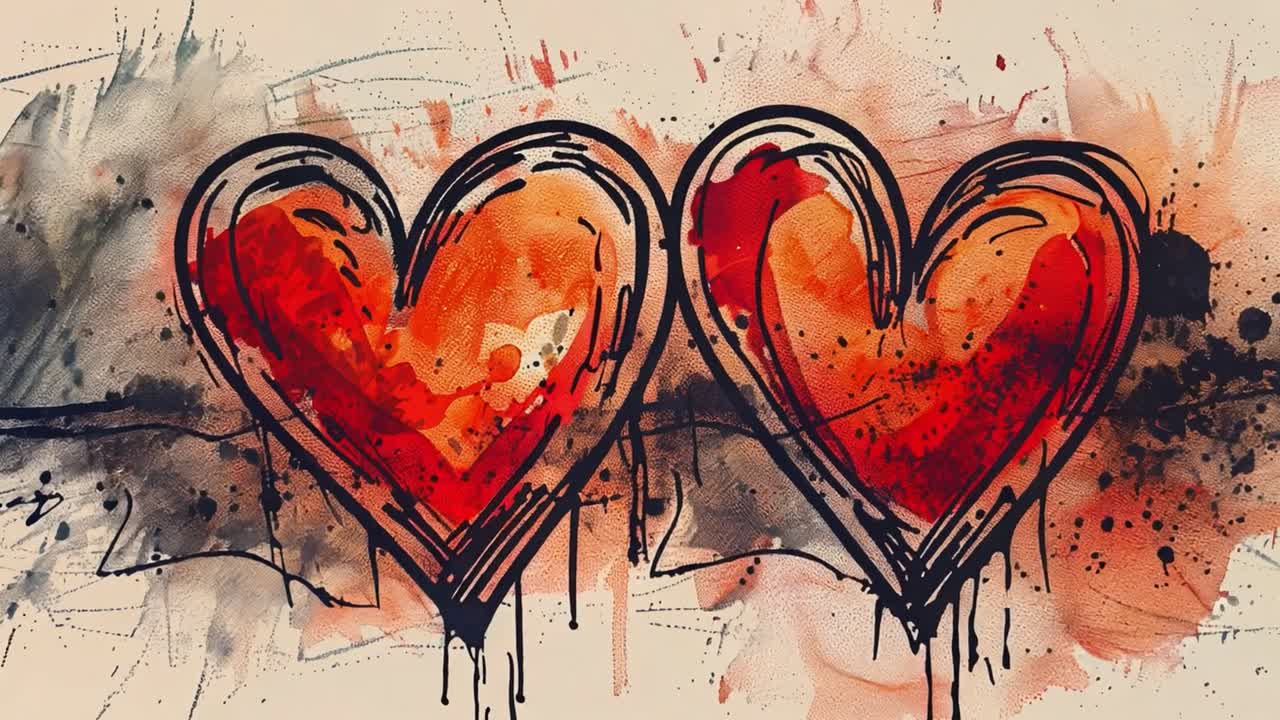 Cuori ad acquerello per il giorno di San Valentino