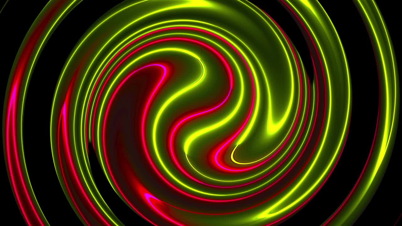 fondo de giro abstracto generado por computadora. renderización 3d fusión circular de líneas de color de neón