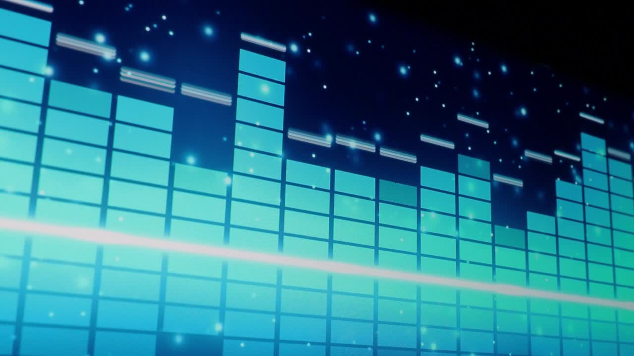 사운드 이라이저 - 디지털 음악 또는 사운드 웨이브 영상 - 블랙 루프 애니메이션의 오디오 웨이브 형태 이레이저 스케일 - 컬러 뮤직 이레이서 추상 - 그라디언트 스트럼 바 그래프 - 파동 반이는 스 댄싱