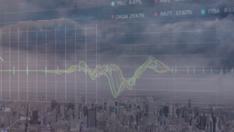 Animation-of-statistical-and-stock-market-data-processing-against-aerial-view-of-cityscape