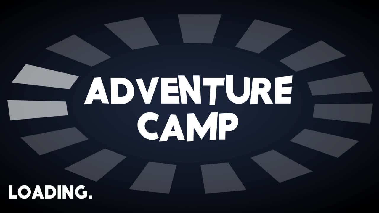 모험 캠프 텍스트 로딩, 다운로드, 업로드 바 표시