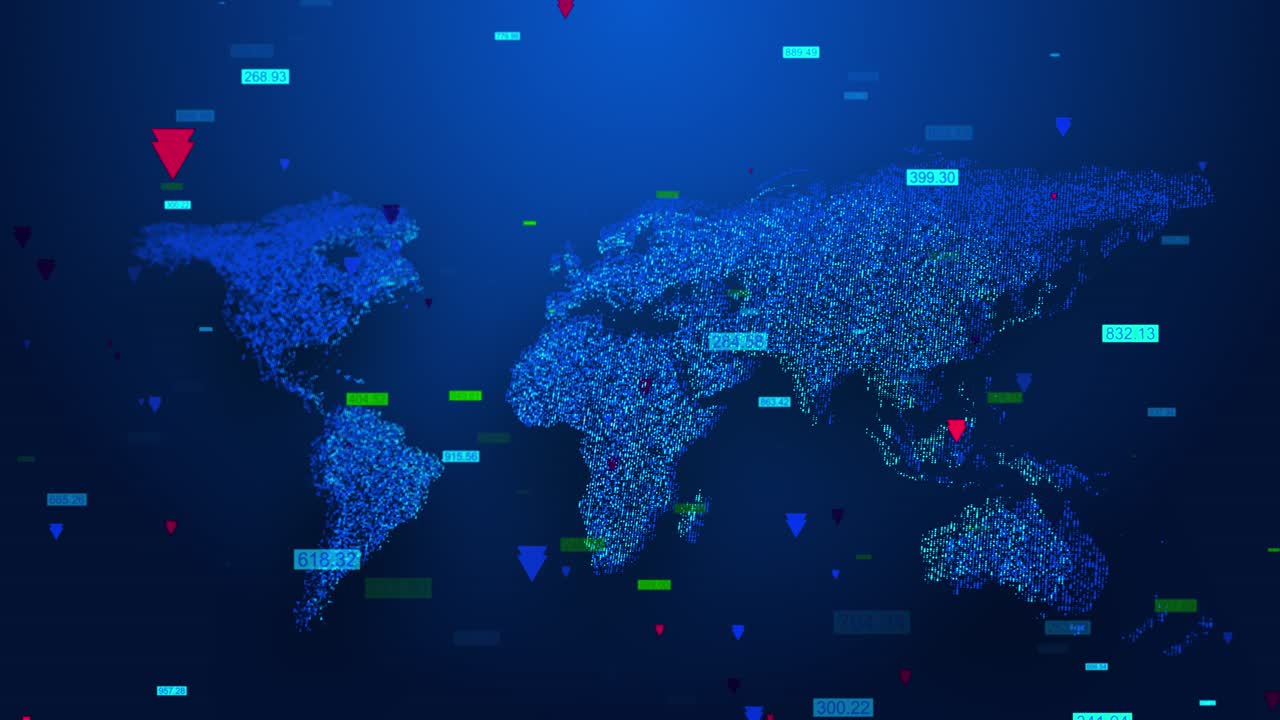 3d futuristic finance stock exchange market crypto currency digital indicators world map abstract