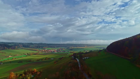 Alemania-Campo-Naturaleza-Paisaje-Otoño-Escénica-Vista-Panorámica-Aérea-De-Un-Escenario-Idílico