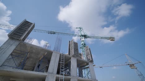 construction crane on the background of the sky. construction site.