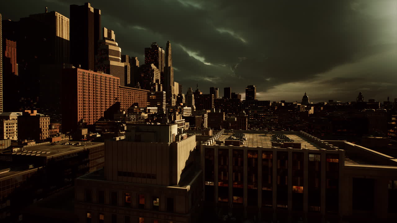 New York City skyline with Manhattan skyscrapers after the storm