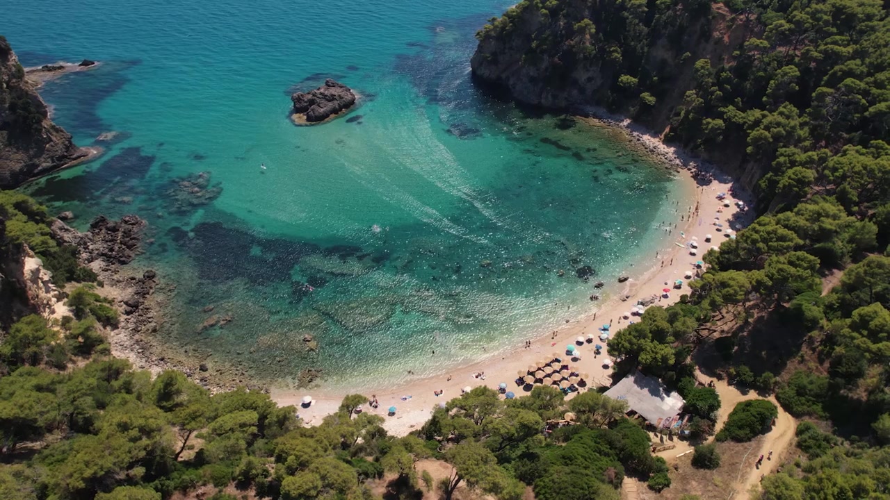 Spiaggia di Alonaki Fanariou, Panorama Aereo, Ampia Vista, Destinazione Esotica sulla Costa di Preveza, Grecia