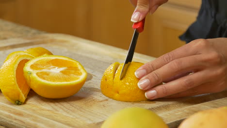 cutting an orange