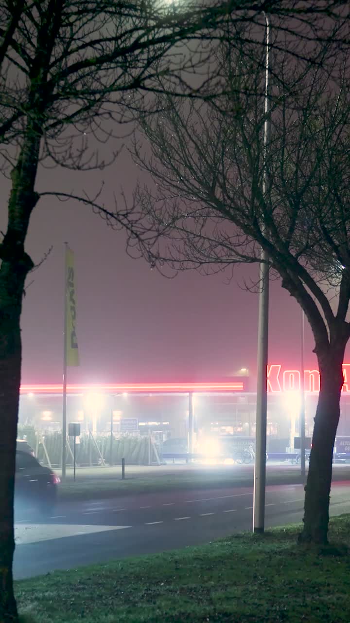 Night Scene with Car and Buildings