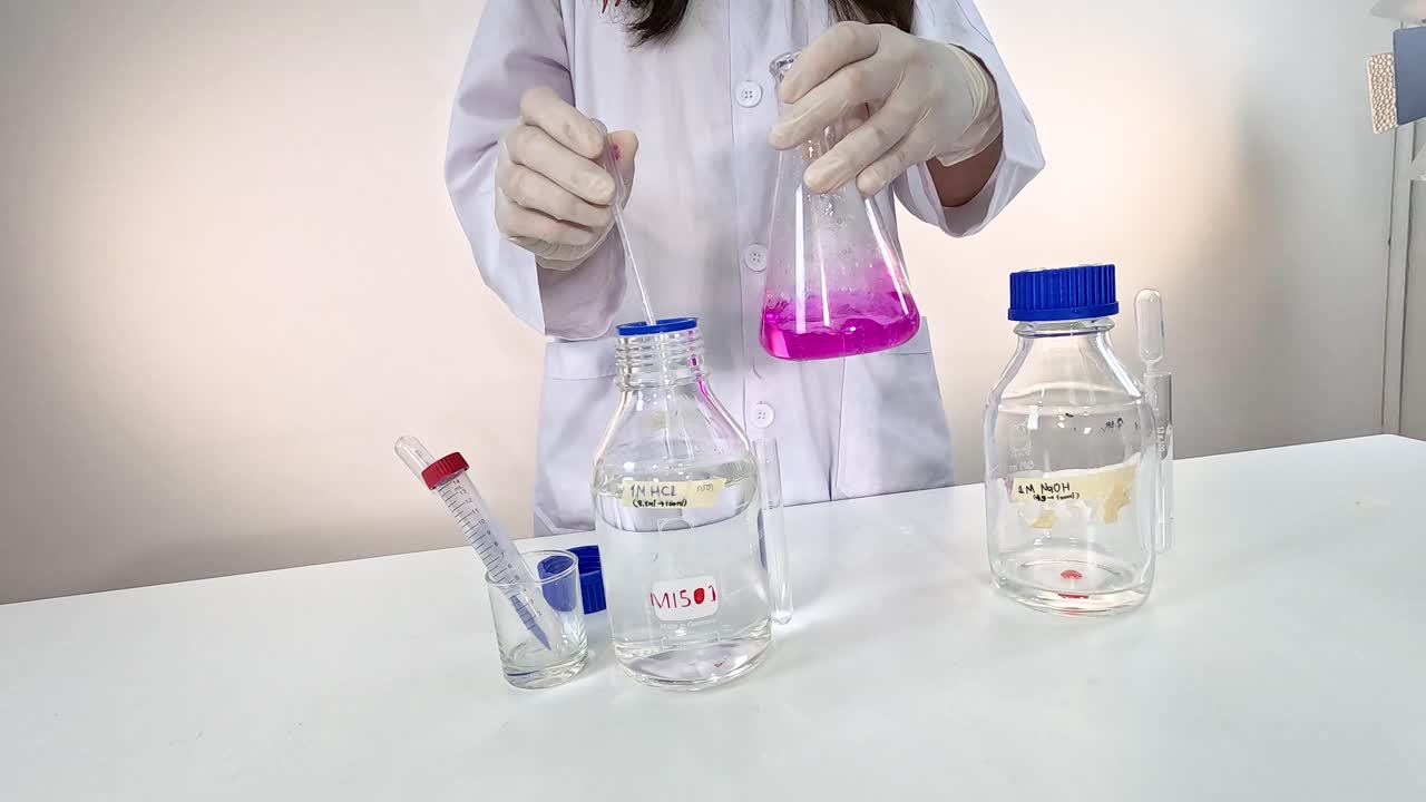 demostración de reacción química con cambio de color