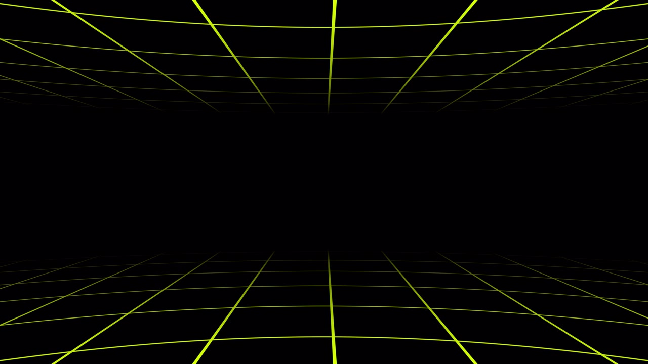 Dynamic Neon Green Grid Lines Moving on Black Background
