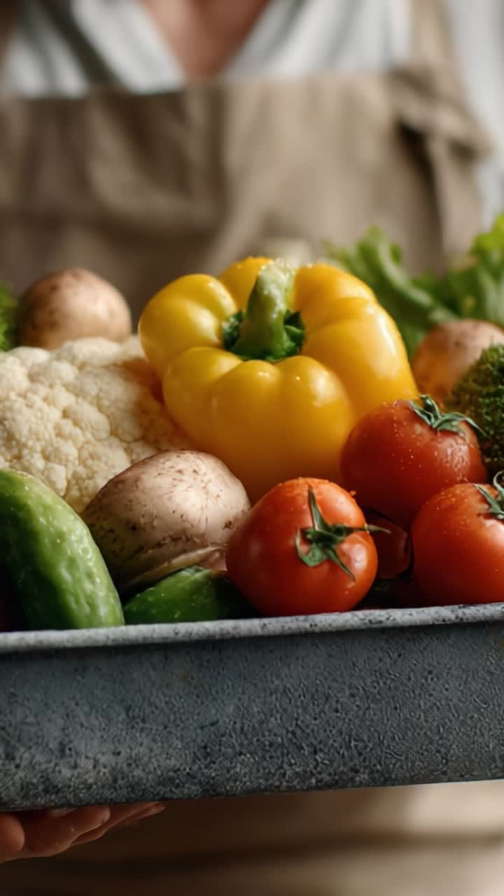 Un'abbondanza di prodotti freschi: verdure vivaci e frutta ricca di antiossidanti, perfetti per una cucina sana e pasti nutrienti