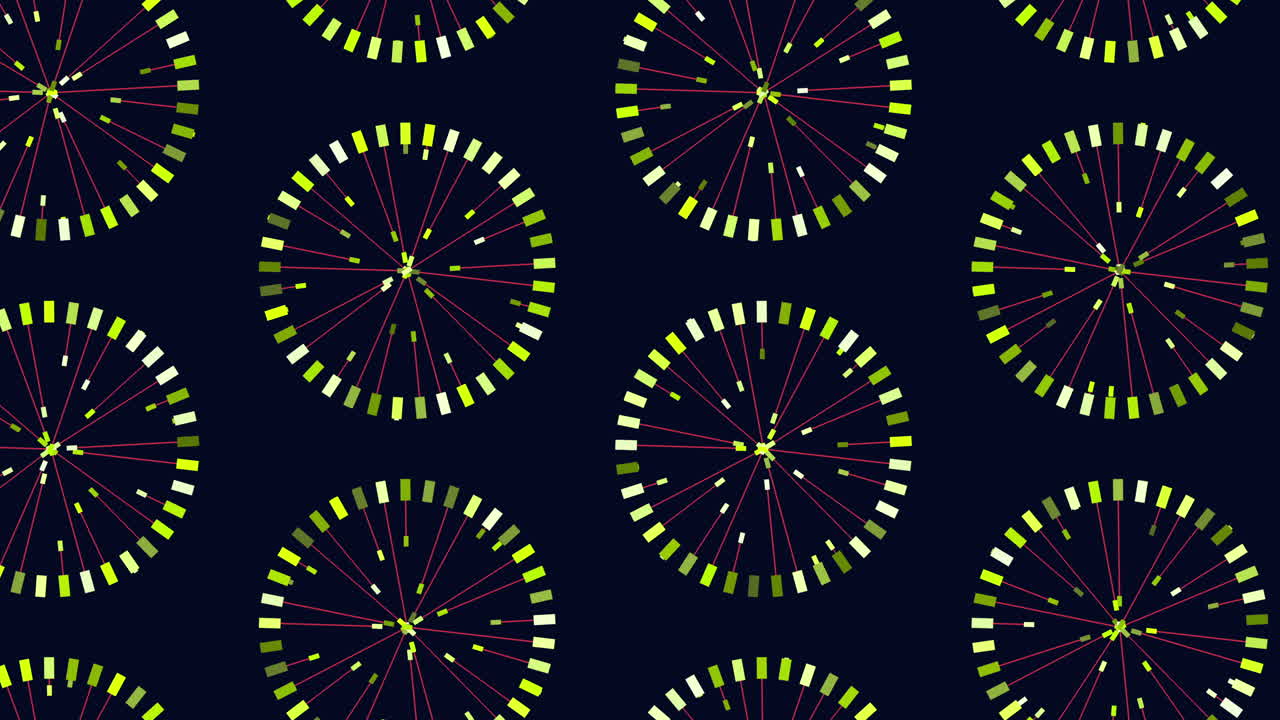 A visual composition of black and yellow circles in a spiral arrangement, where yellow circles, larger than black ones, create an engaging contrast within the intricate pattern