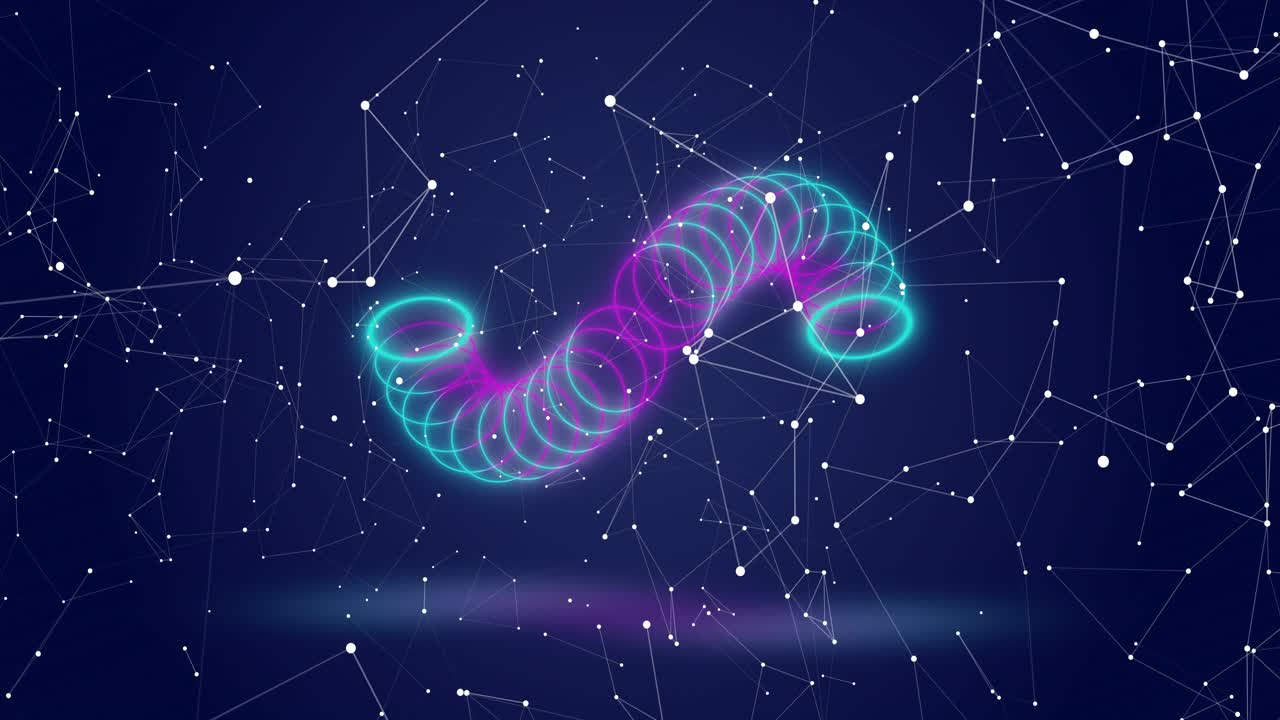 On start teal magenta torus clusters gliding over keyboard, updating panels for data flow view