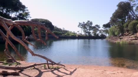 Lagoa-Azul,-in-the-middle-of-Serra-de-Sintra,-is-the-perfect-meeting-point,-between-man-and-nature,-beautiful