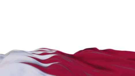 bahrain fabric flag waving on the wind loop. bahraini embroidery stitched cloth banner swaying on the breeze. half-filled white background. place for text. 20 seconds loop.
