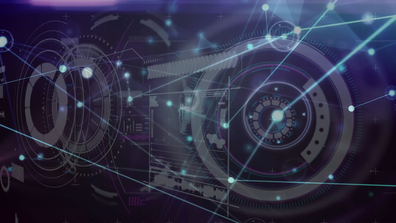 Animation of network of connections with data processing over scope scanning