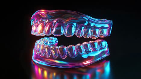 glowing neon teeth model