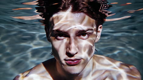 man underwater portrait